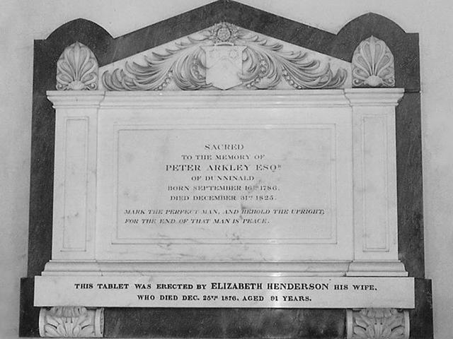 Memorial to Peter Arkley of Dunninald
