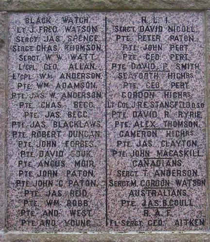 North side of Ferryden WW1 memorial