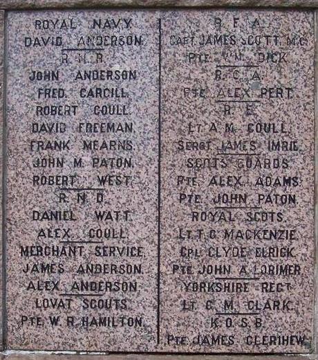 South side of Ferryden WW1 memorial