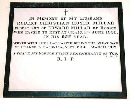 Memorial to Robert Christian Hoyer Millar